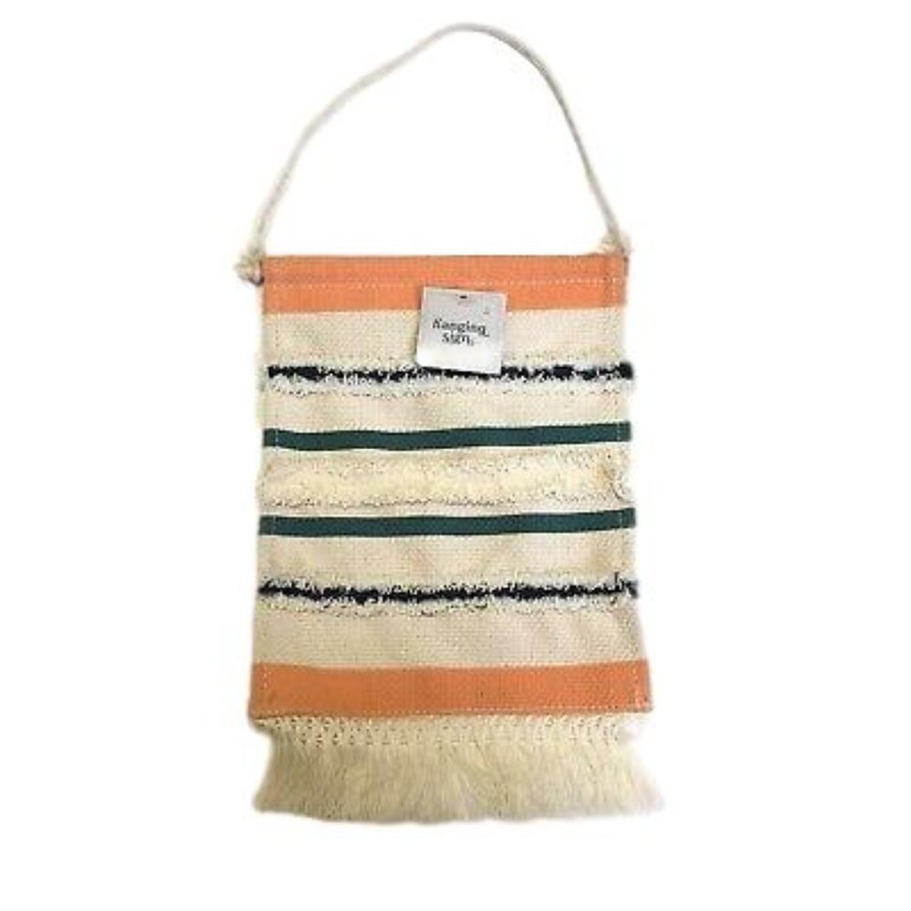 Striped Burlap Cute Hanging Wall Sign With Tassels